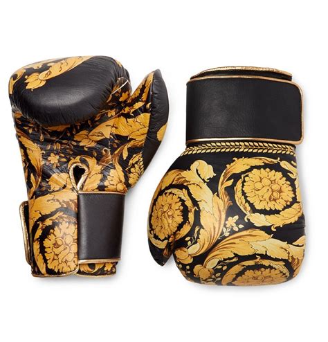 Versace Leather Barocco Printed Boxing Gloves .